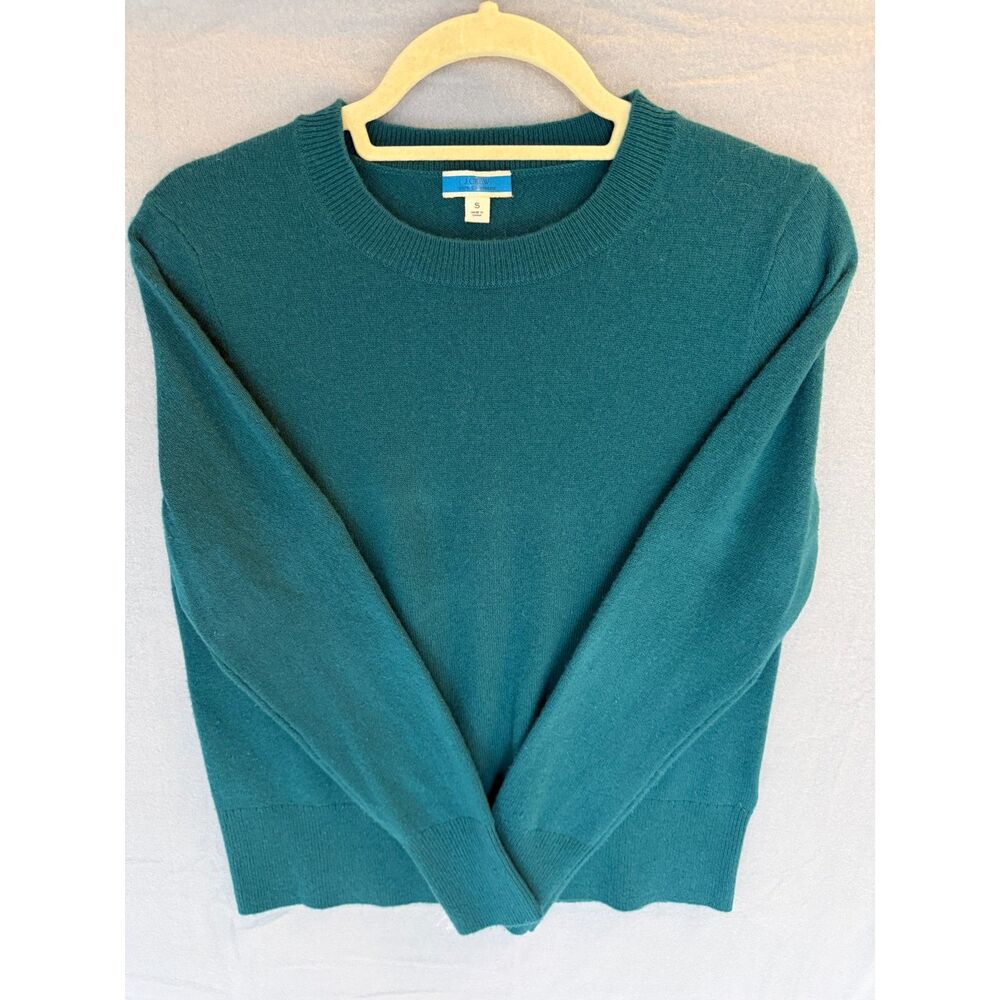 J.Crew 100% Cashmere Teal Emerald Green Crewneck Sweater Women’s Size Small